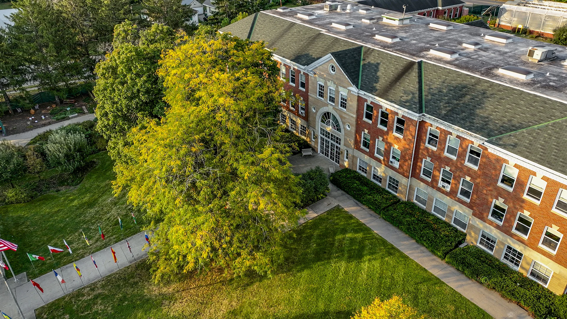 Aerial view of the Maharishi School campus