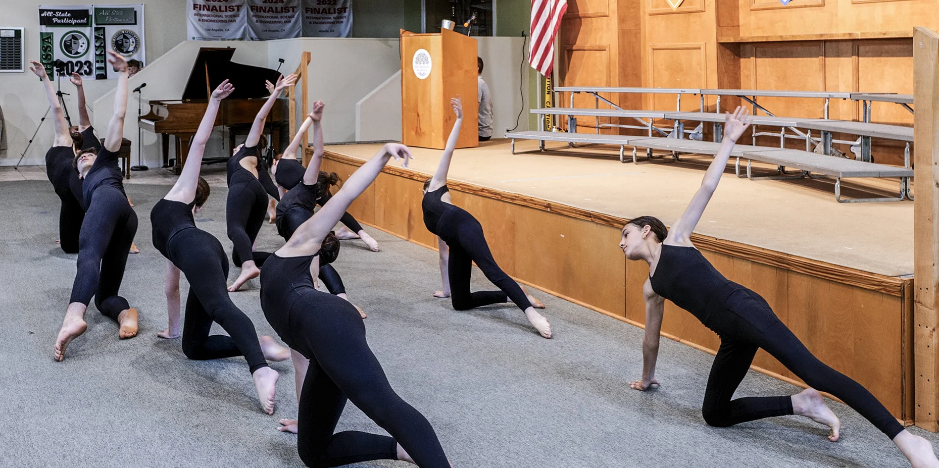 Students performing on stage