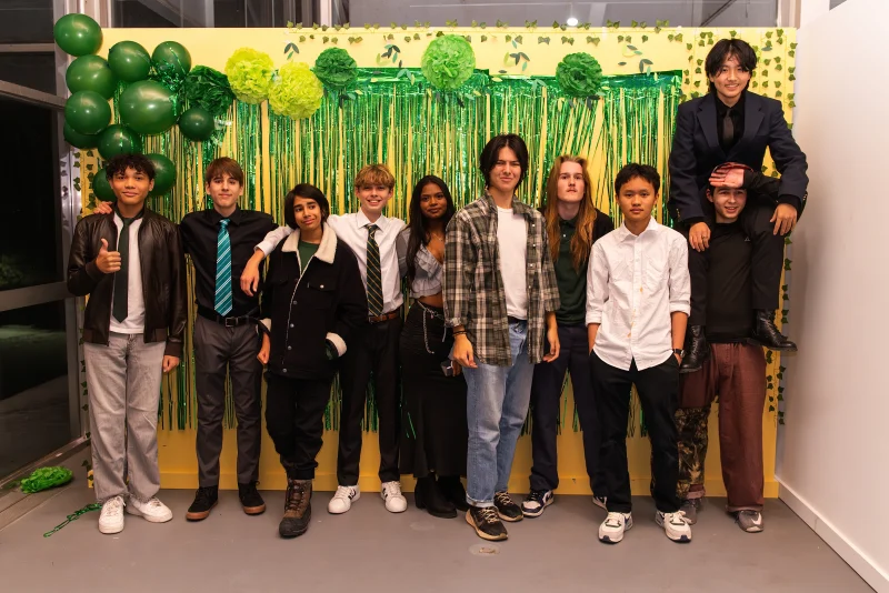 International students gathered together on campus