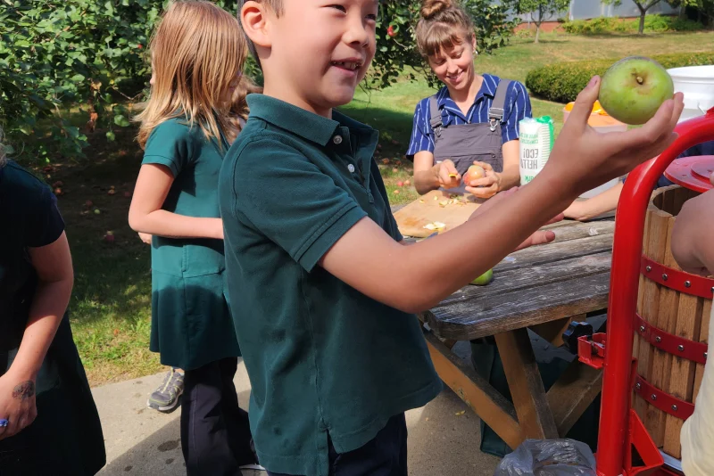 Students working in the Seed to Table garden