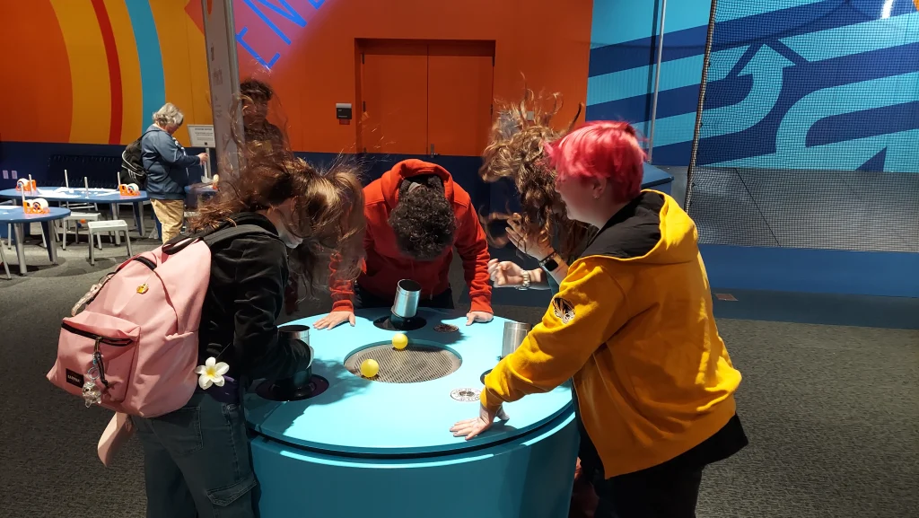 Middle school students at the science center