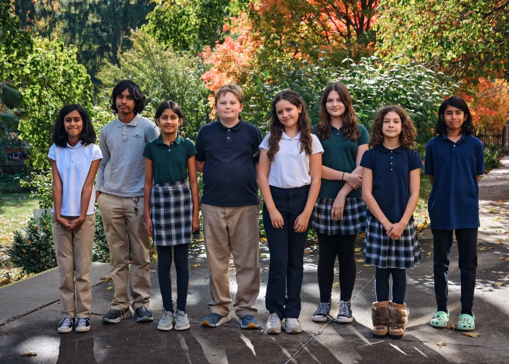 Middle school students lined up together