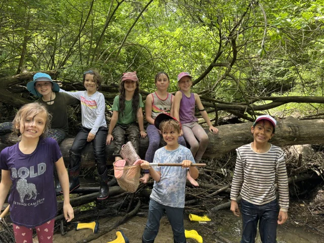 Second graders on a field trip at the creek