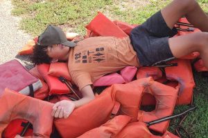 Camping trip kid napping