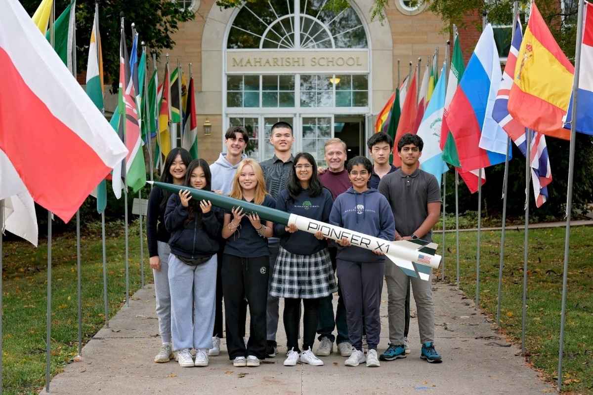 rocketry team 2024 in front of school