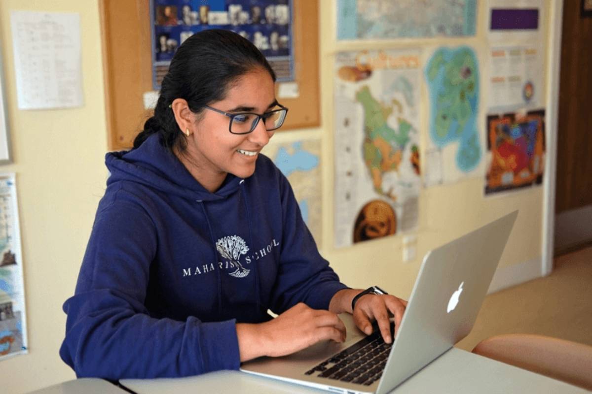student at desk