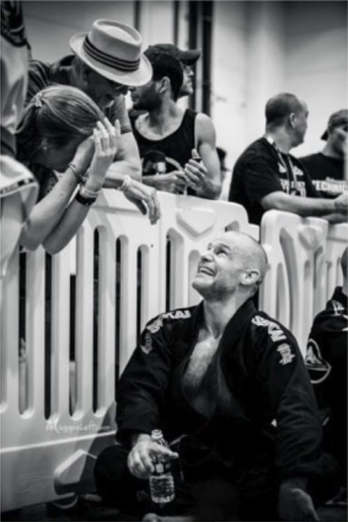 Maharishi School alumni Jason Shields takes a break during competition at the International Brazilian Ju Jitsu Federation World Federation Championships, where he won first place in the purple belt category.