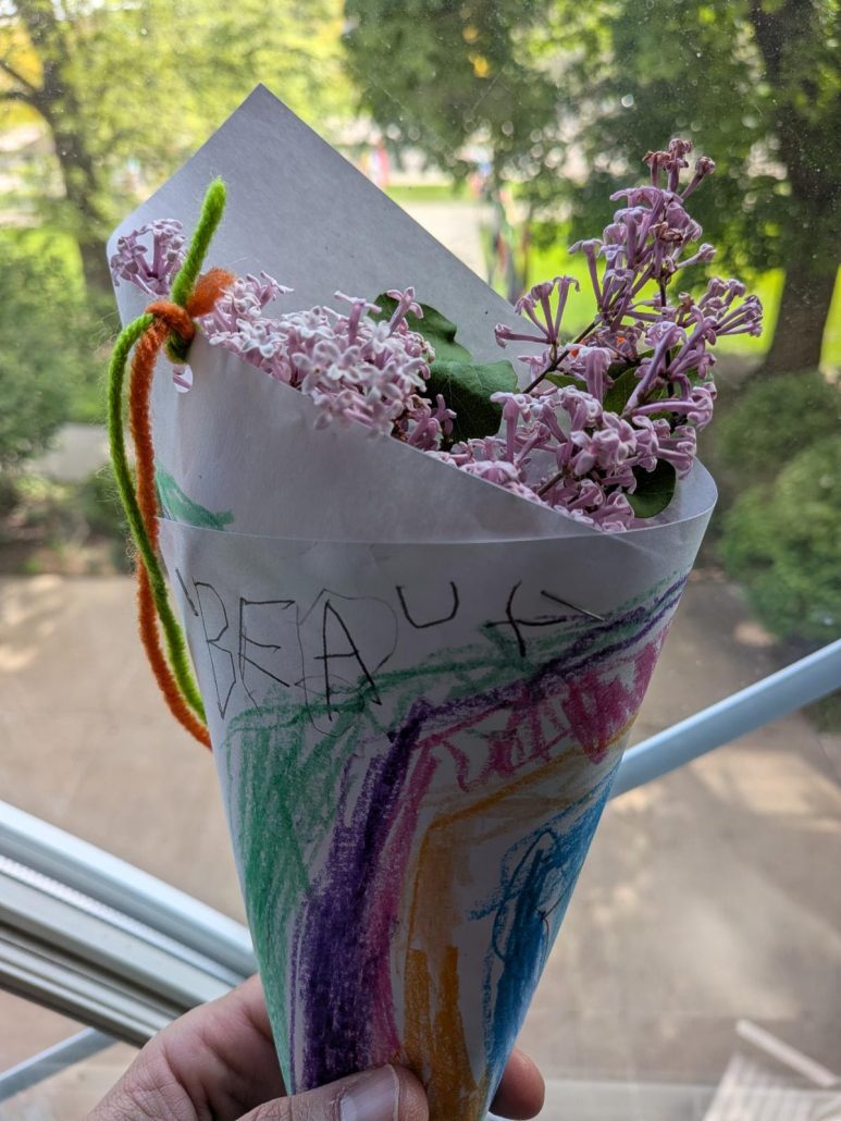 mothers day craft flowers in a cone
